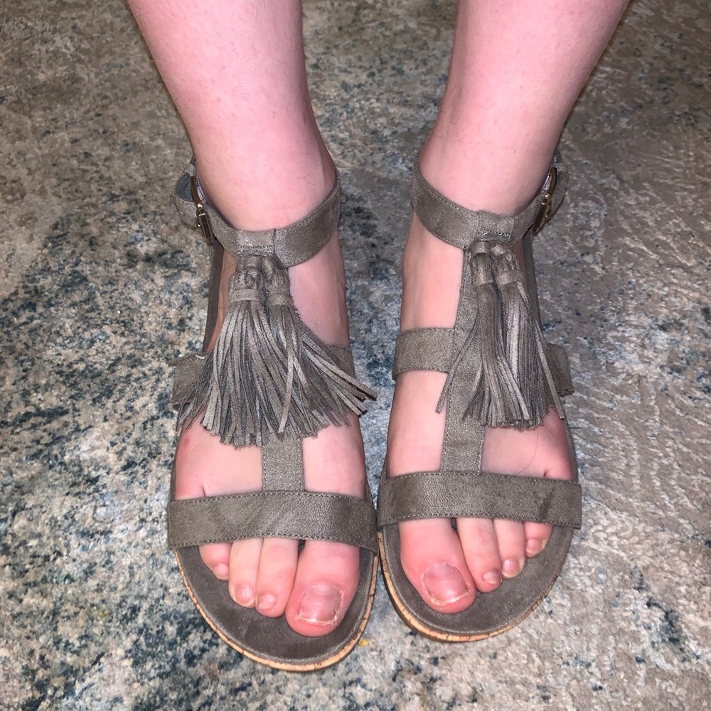 Grey suede strapped sandal